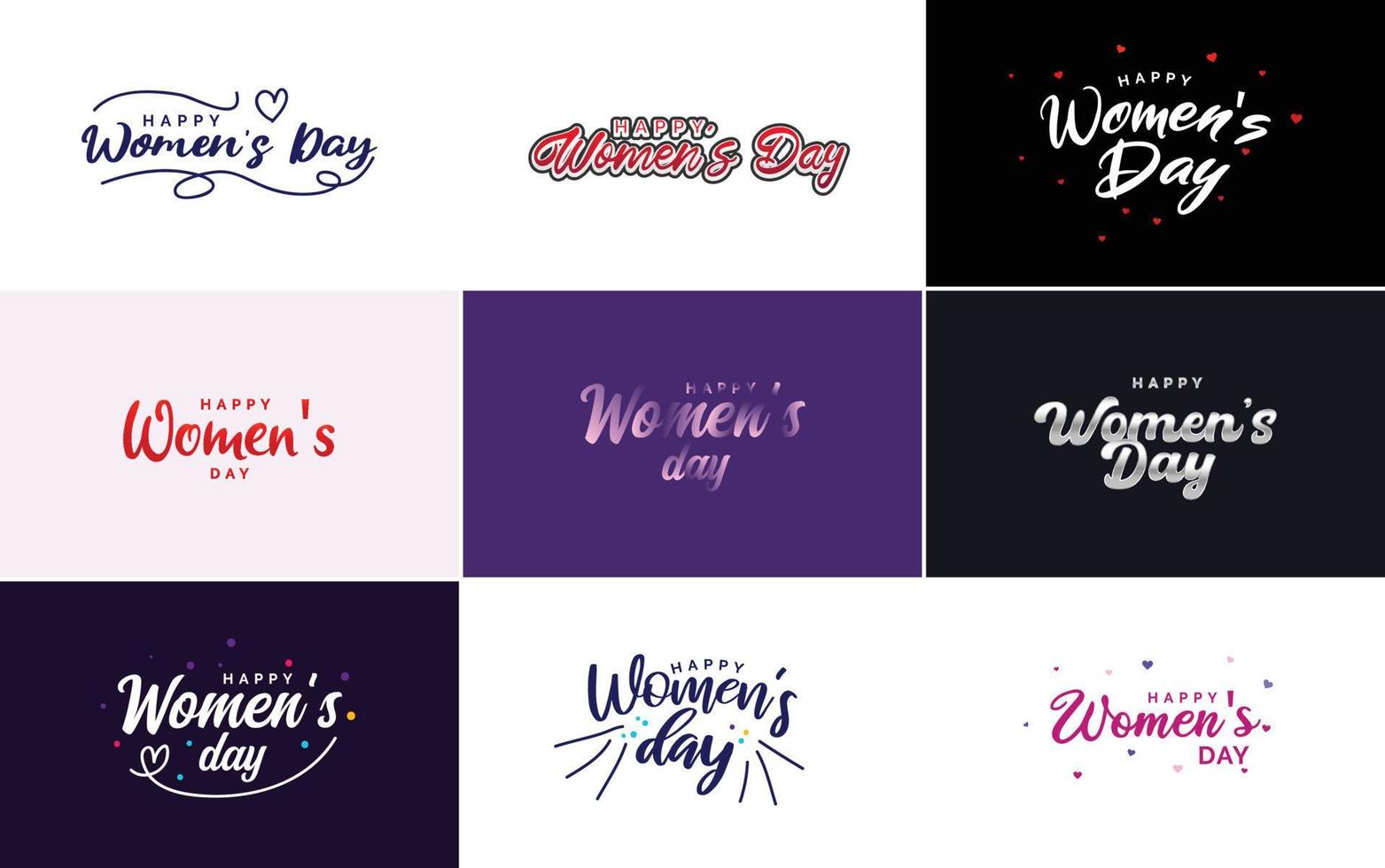 uppsättning av kort med internationell kvinnors dag logotyp och en ljus. färgrik design vektor