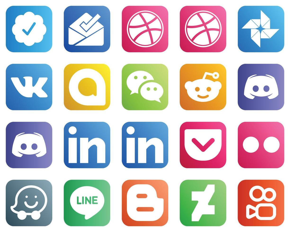 20 Social-Media-Icons für Ihr Unternehmen wie Yahoo. Tasche. Reddit und professionelle Symbole. anpassbar und einzigartig vektor