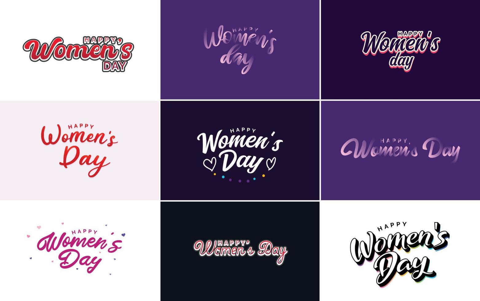 Happy Women's Day Design mit einer realistischen Illustration eines Blumenstraußes und einem Banner mit der Aufschrift 8. März. mit Farbverlauf vektor