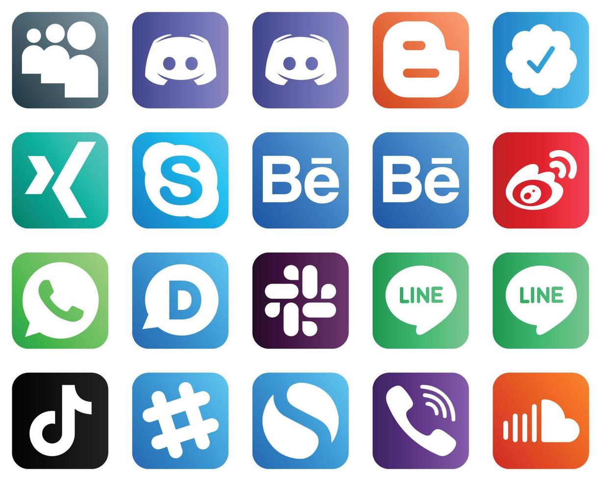 20 Social-Media-Icons für Ihr Marketing wie disqus. xing. Porzellan- und Weibo-Symbole. professionell und sauber vektor
