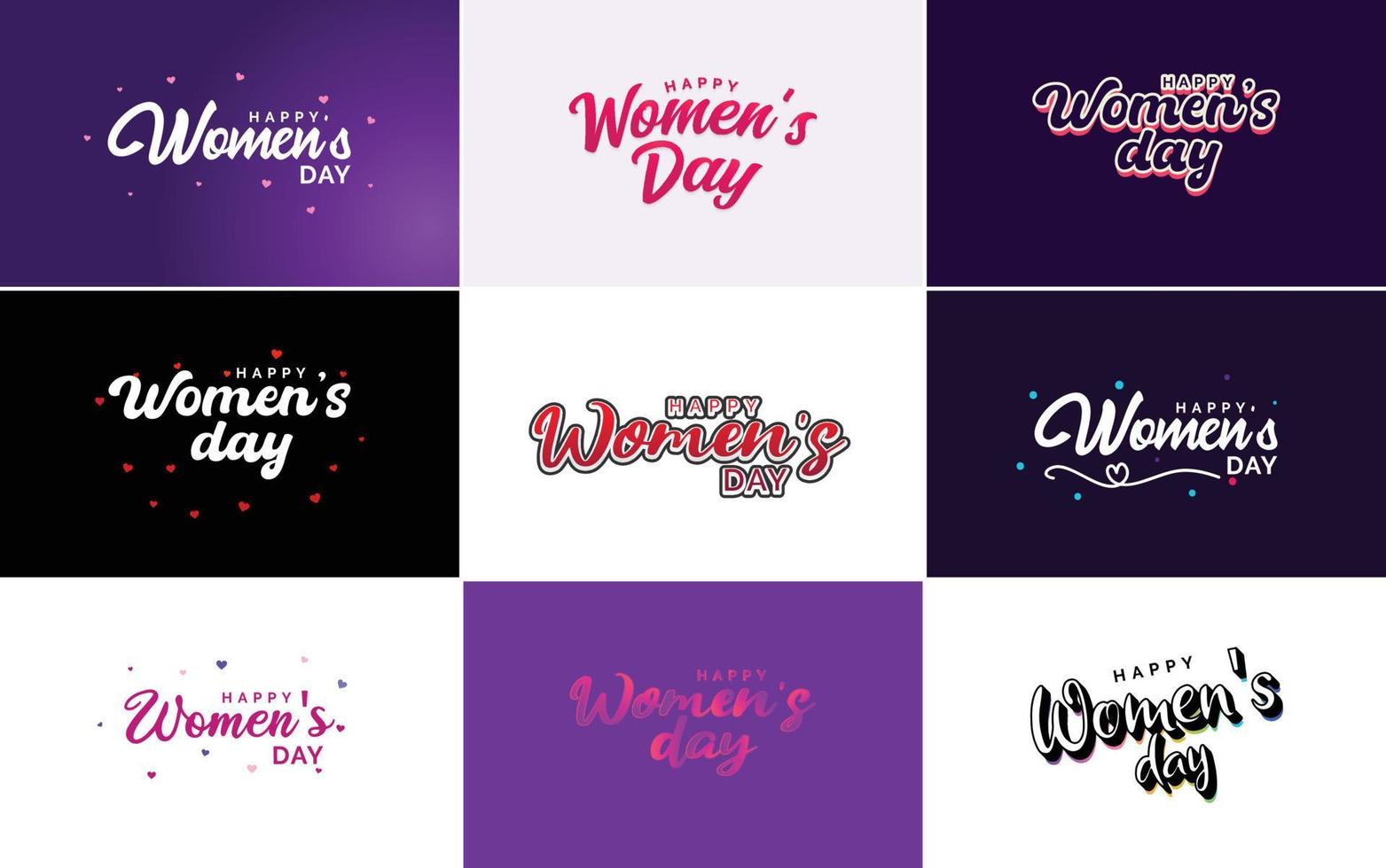 rosa glückliche typografische designelemente für den frauentag für grußkarten vektor