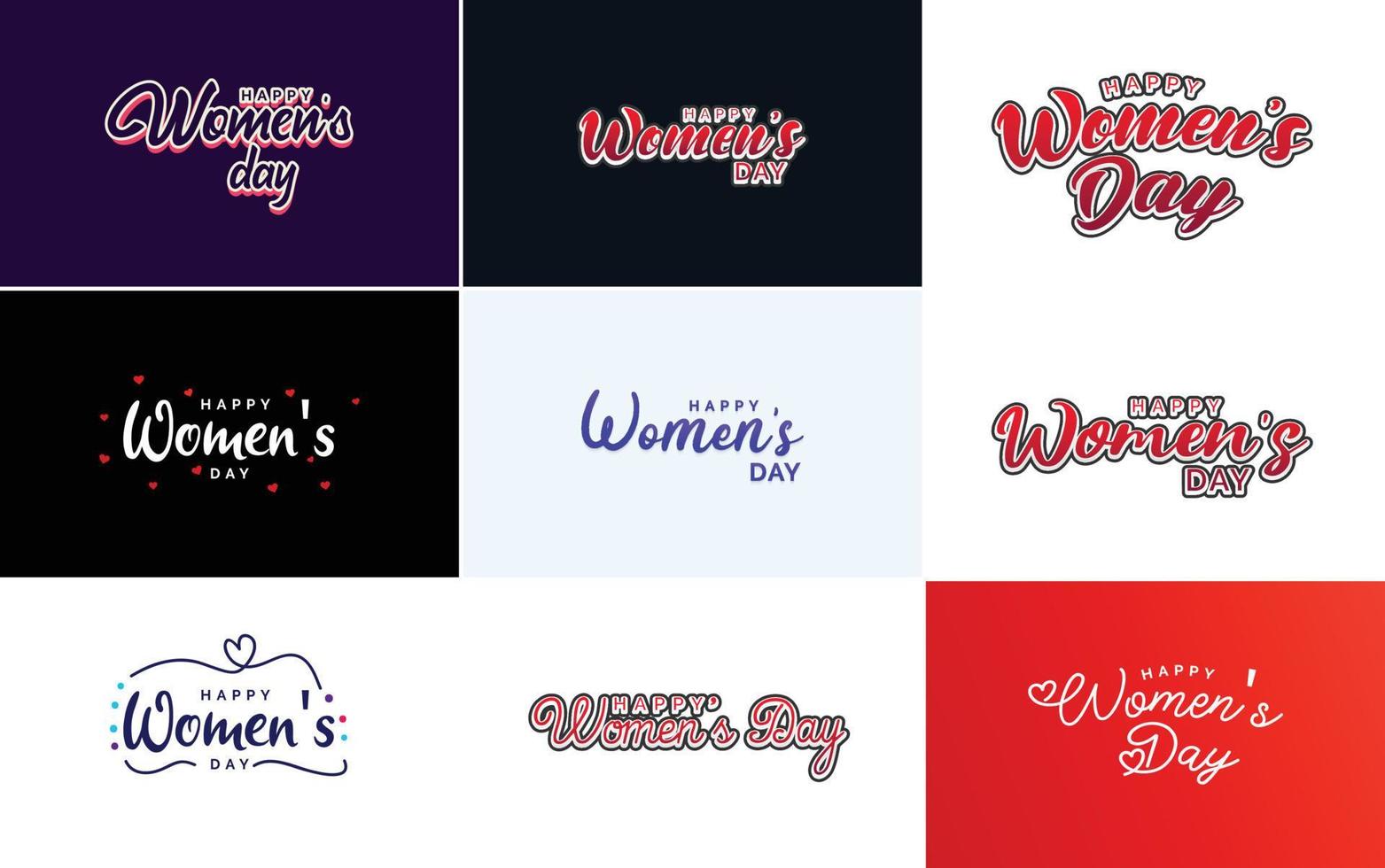 abstraktes Happy Women's Day Logo mit einem Liebesvektordesign in Pink. rot. und schwarze Farben vektor