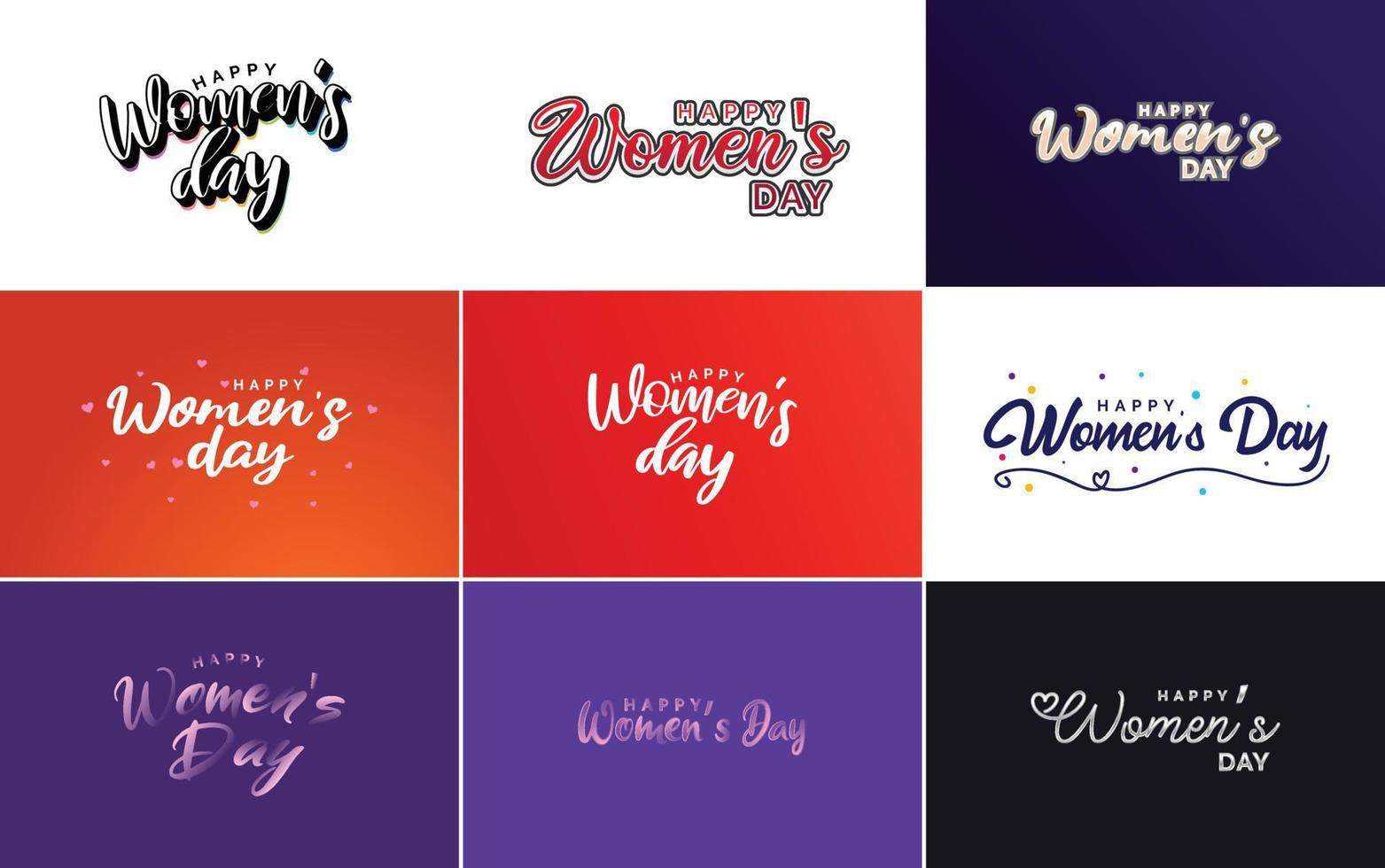 abstraktes Happy Women's Day Logo mit einem Liebesvektordesign in Pink. rot. und schwarze Farben vektor