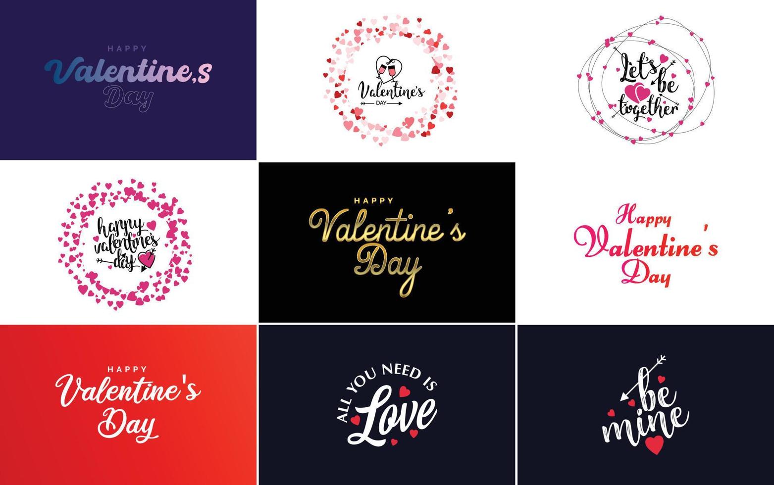 Happy Valentine's Day Grußkartenvorlage mit einem romantischen Thema und einem roten und rosa Farbschema vektor