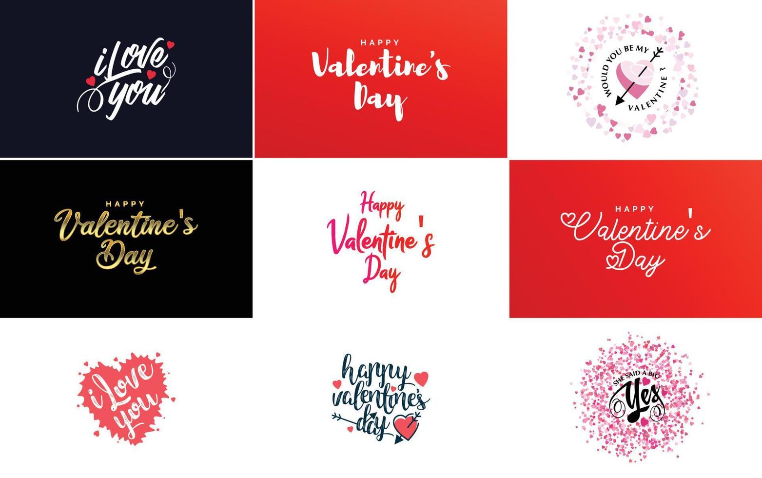 fröhliches typografieplakat zum valentinstag mit handgeschriebenem kalligrafietext. isoliert auf weißem Hintergrund Vektor-Illustration vektor