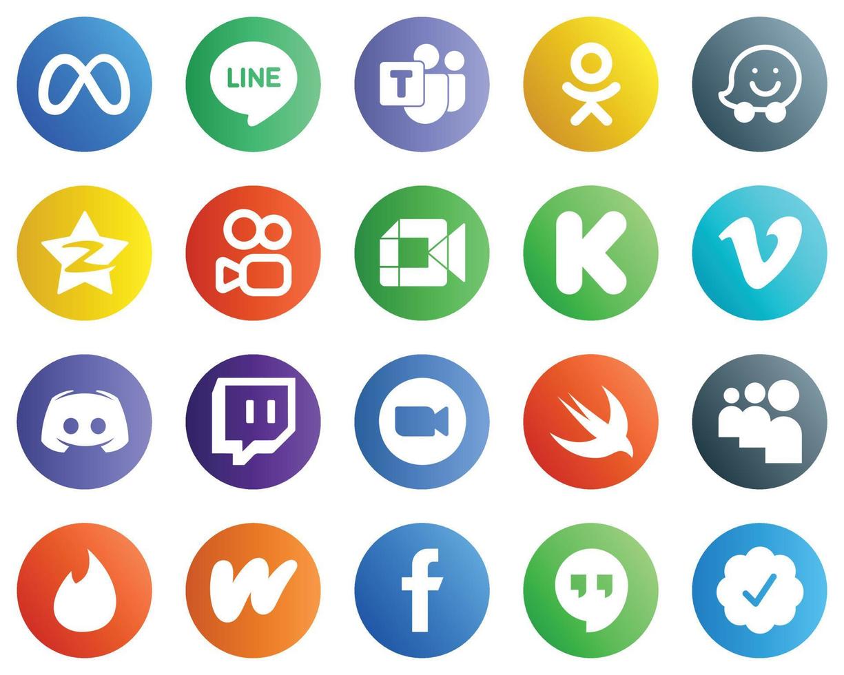 20 Social-Media-Icons für Ihr Branding wie Video. Finanzierung. zehn Cent. Kickstarter- und Videosymbole. Blickfang und hochwertig vektor