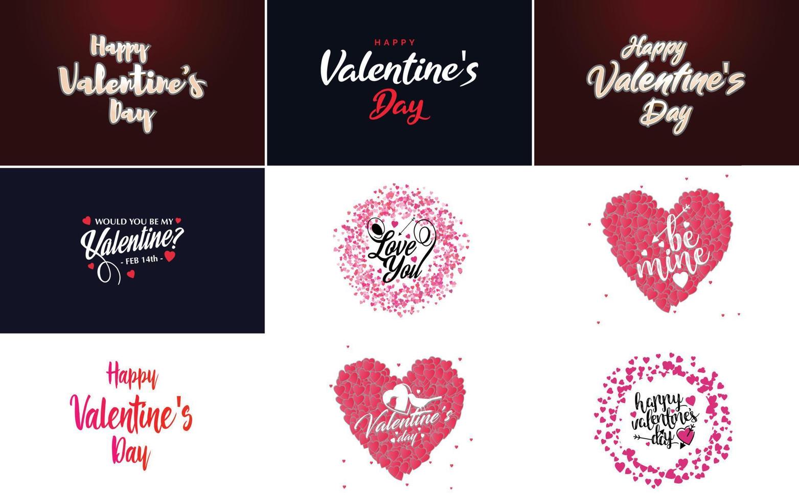 Happy Valentine's Day Grußkartenvorlage mit einem floralen Thema und einem rosa Farbschema vektor