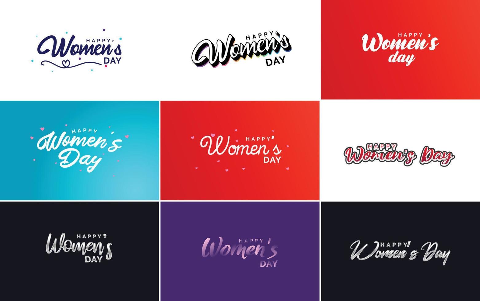 abstraktes Happy Women's Day Logo mit Frauengesicht und Liebesvektor-Logo-Design in rosa und schwarzen Farben vektor