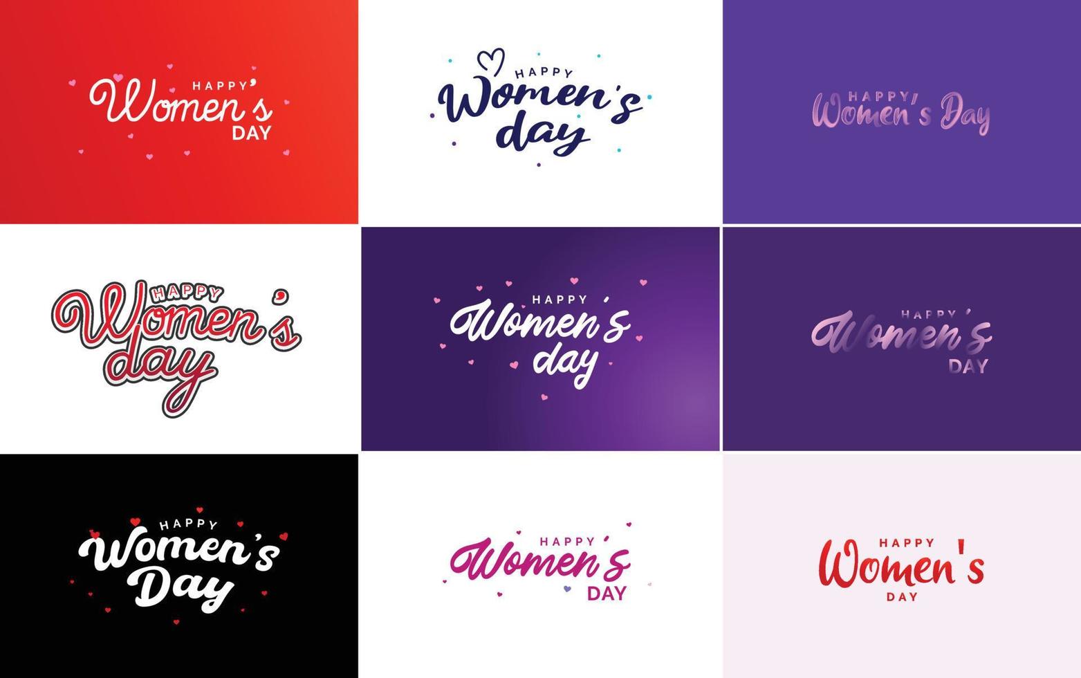 åtta Mars typografisk design uppsättning med en Lycklig kvinnors dag tema vektor