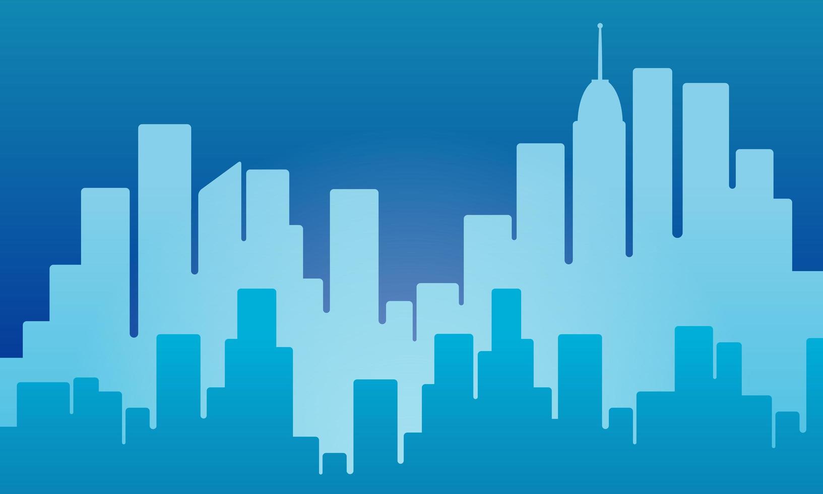 Stadthintergrund in blauer Farbe und Wolkenkratzer. urbane Atmosphäre für Tapeten und Interieur. Designs können für Vorlagen, Printmedien, Broschüren, Ebenen, Karten, Websites, Zielseiten, Apps und das Web verwendet werden vektor