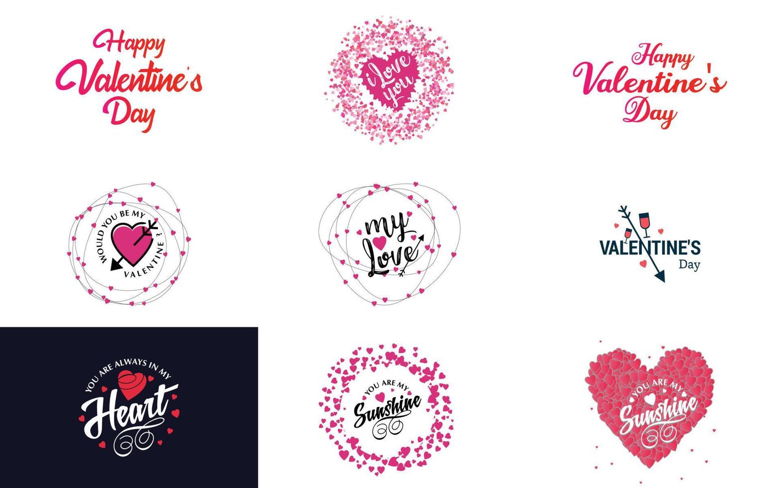 fröhliches typografieplakat zum valentinstag mit handgeschriebenem kalligrafietext. isoliert auf weißem Hintergrund Vektor-Illustration vektor