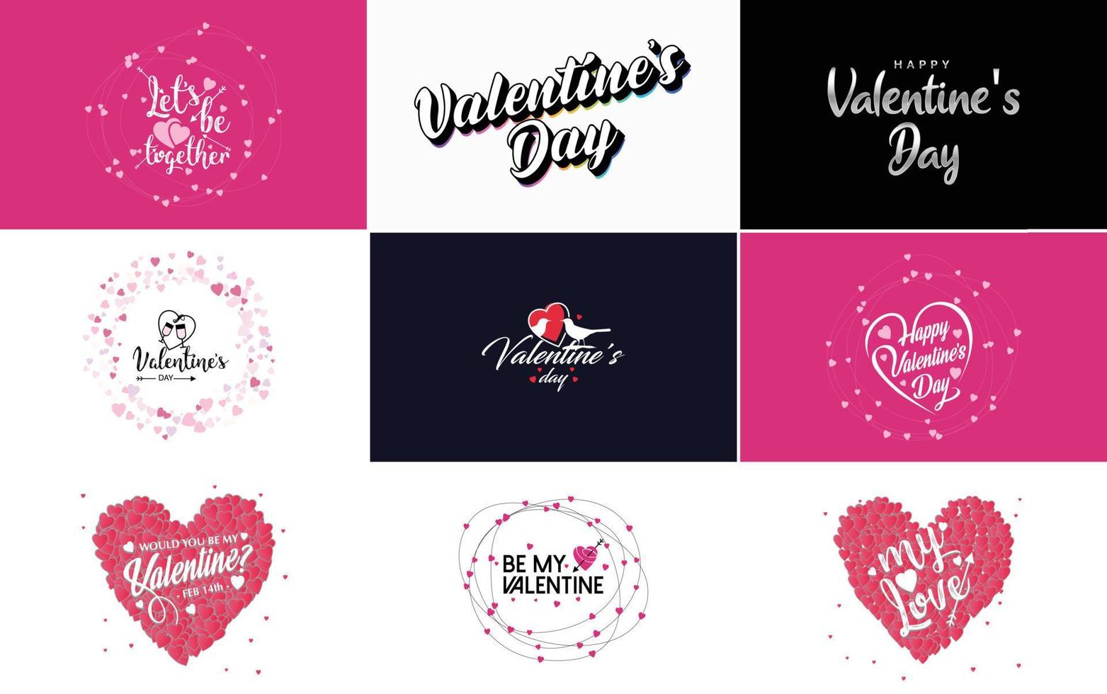 Lycklig hjärtans dag hälsning kort mall med en blommig tema och en rosa Färg schema vektor