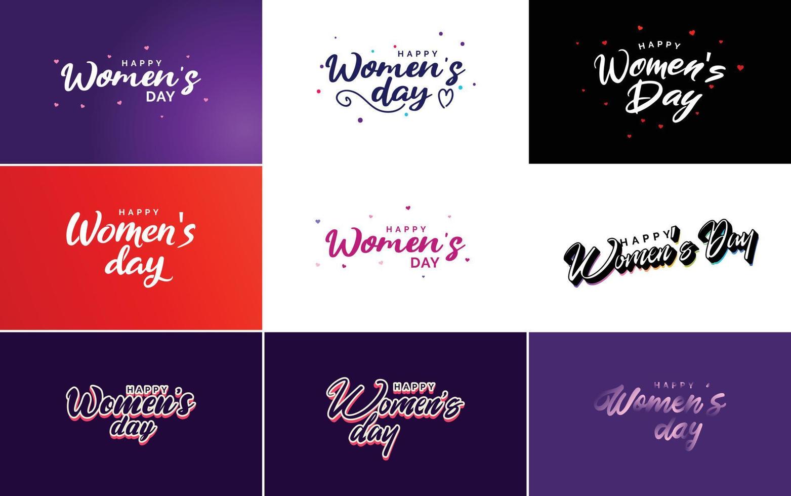 abstraktes Happy Women's Day Logo mit einem Liebesvektordesign in Pink. rot. und schwarze Farben vektor