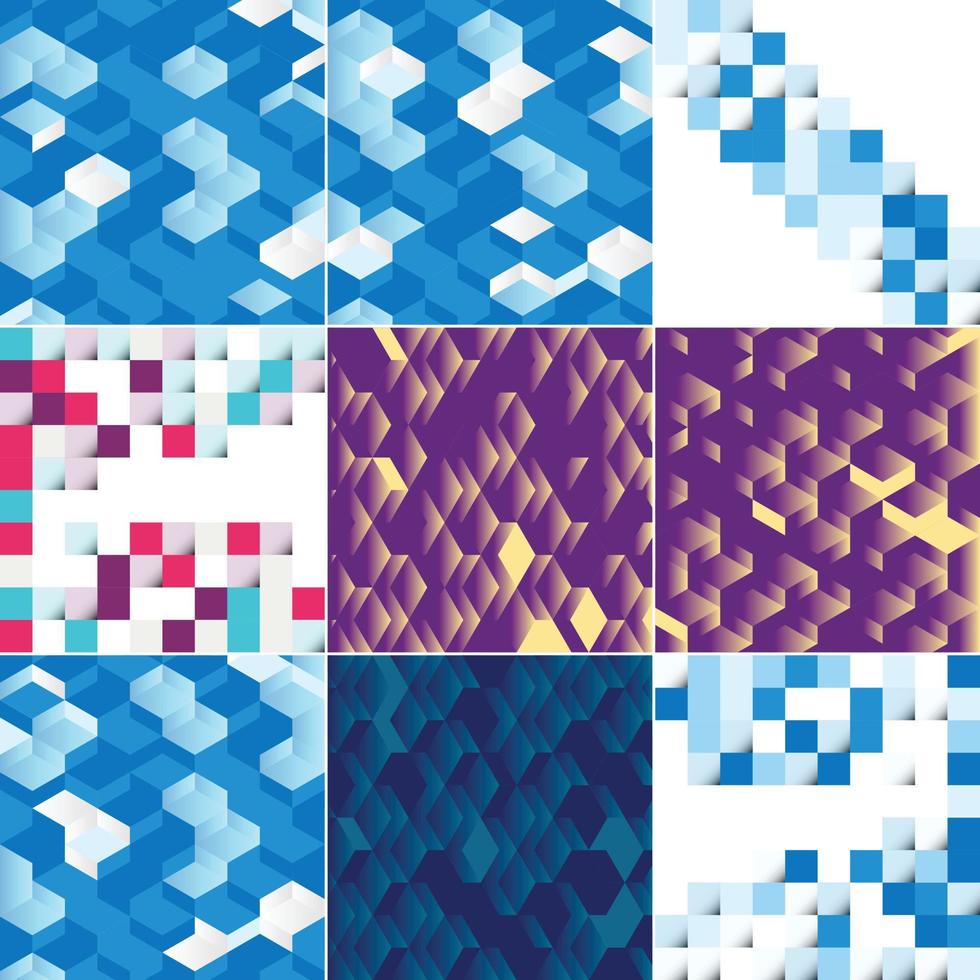 quadratischer blauer geometrischer abstrakter Hintergrund Packung mit 9 Stück erhältlich vektor