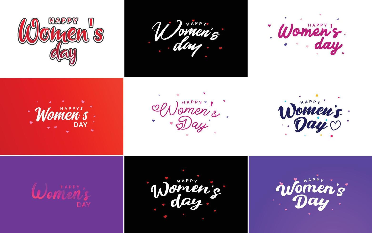 Happy Women's Day Design mit einer realistischen Illustration eines Blumenstraußes und einem Banner mit der Aufschrift 8. März. mit Farbverlauf vektor