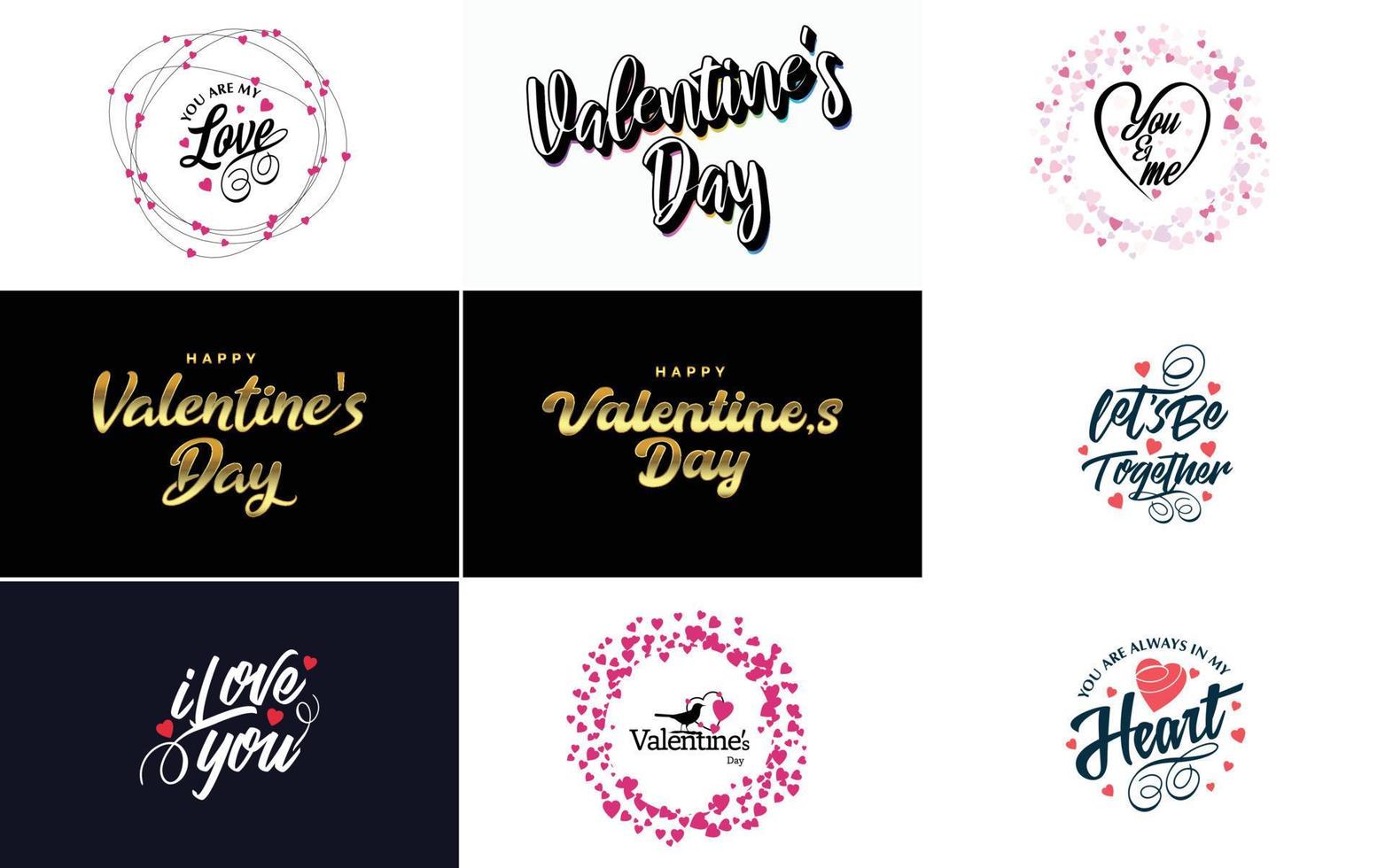 fröhliches typografieplakat zum valentinstag mit handgeschriebenem kalligrafietext. isoliert auf weißem Hintergrund Vektor-Illustration vektor