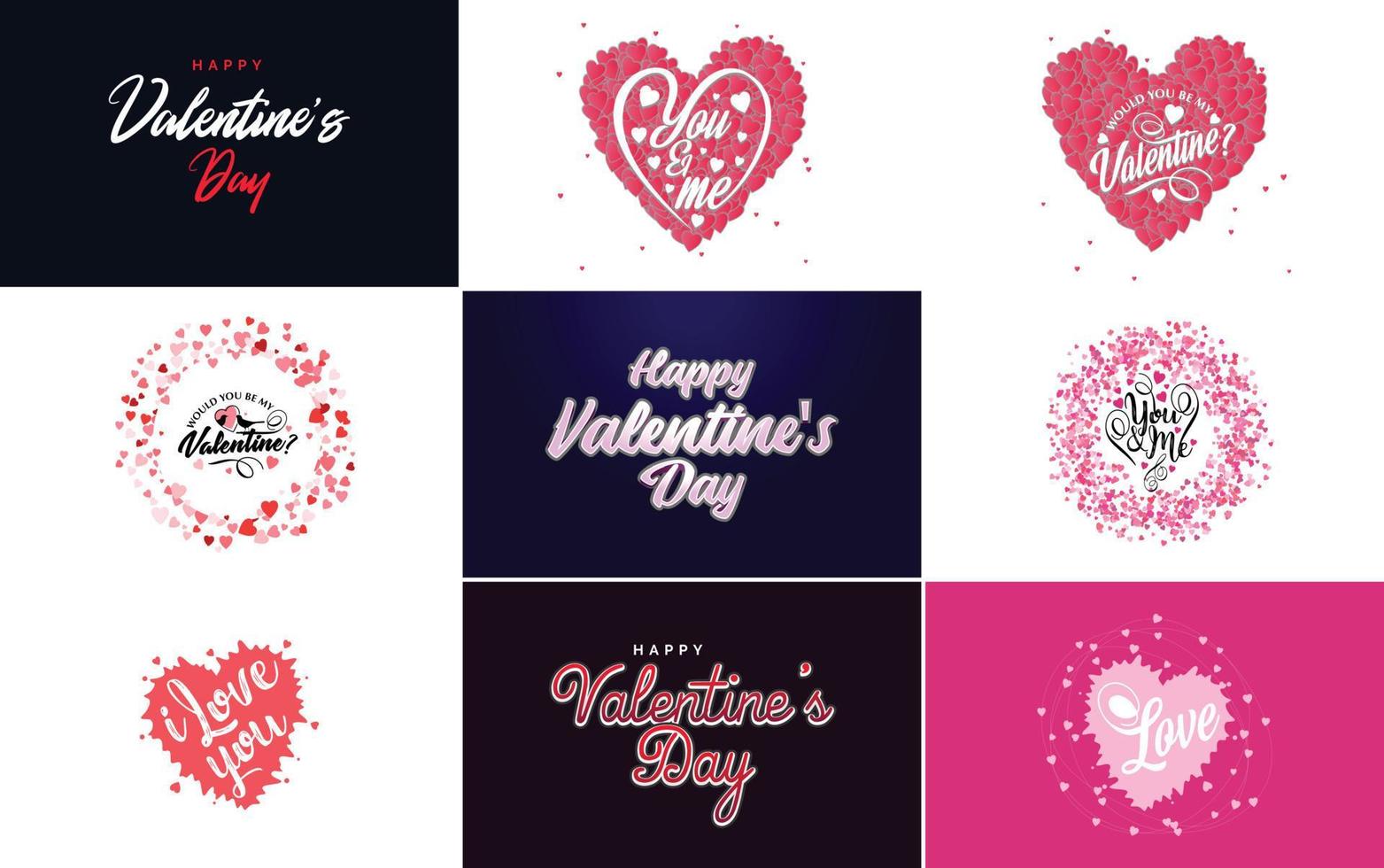 fröhliches typografieplakat zum valentinstag mit handgeschriebenem kalligrafietext. isoliert auf weißem Hintergrund Vektor-Illustration vektor