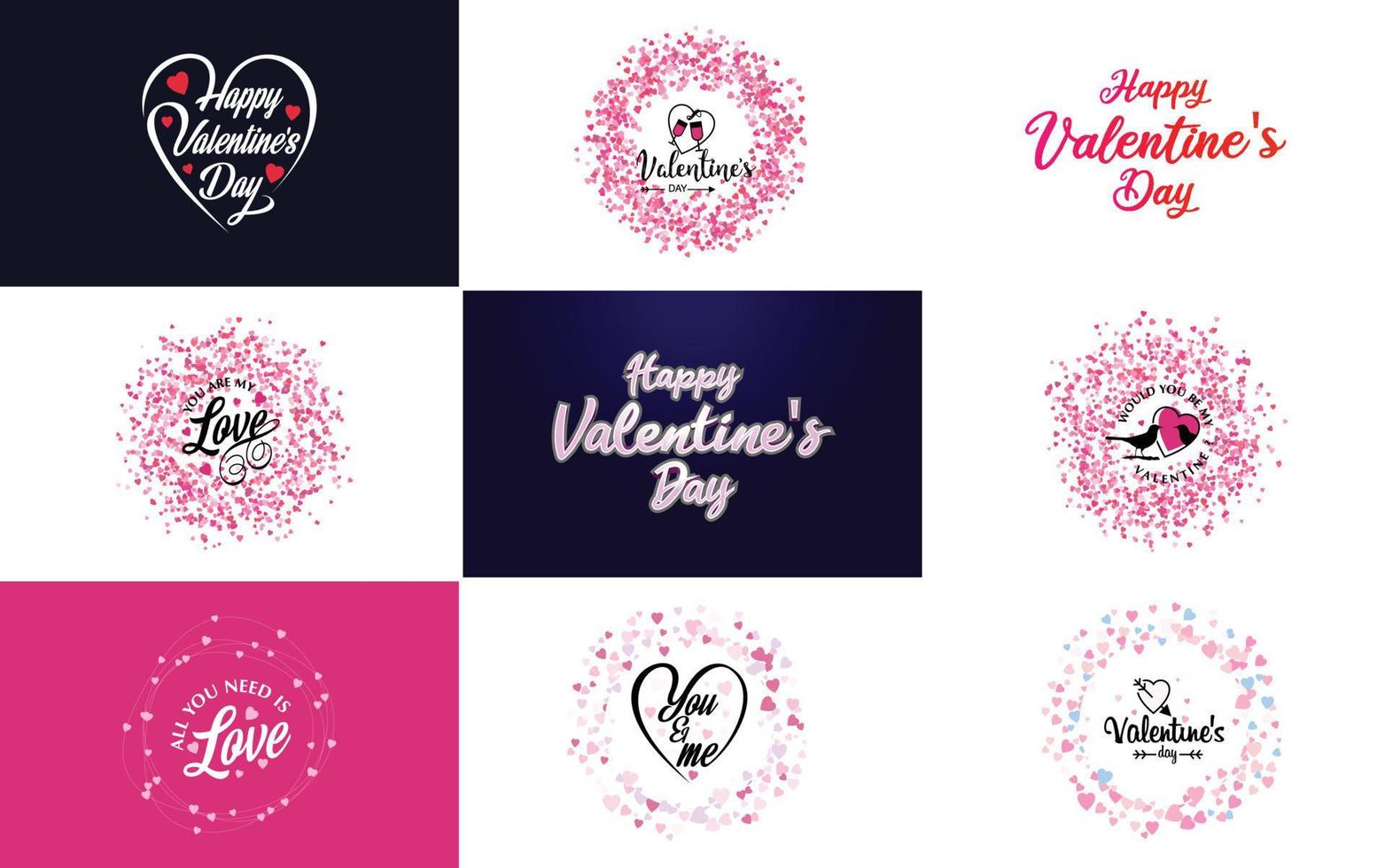 Happy Valentine's Day Grußkartenvorlage mit einem floralen Thema und einem roten und rosa Farbschema vektor
