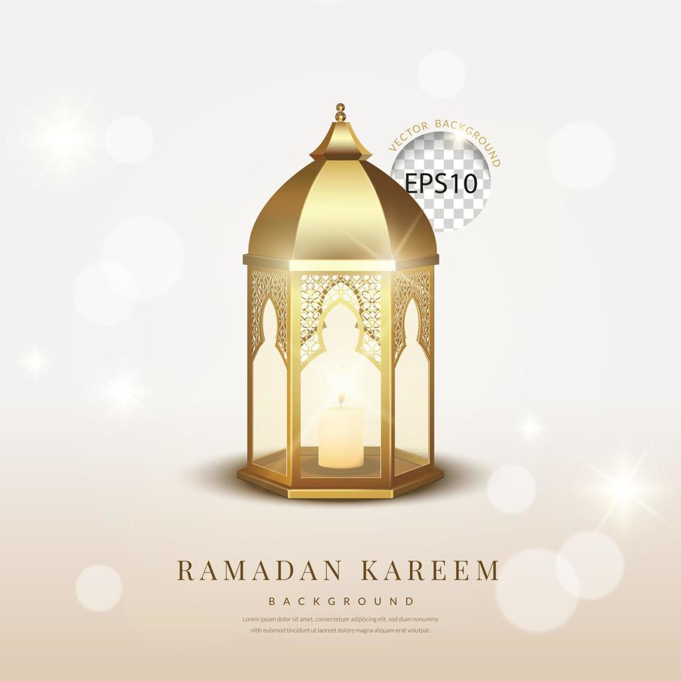 ramadan kareem hintergrund, traditionelle goldene laterne für den islamischen gruß. 3D-Vektor-Illustration. vektor