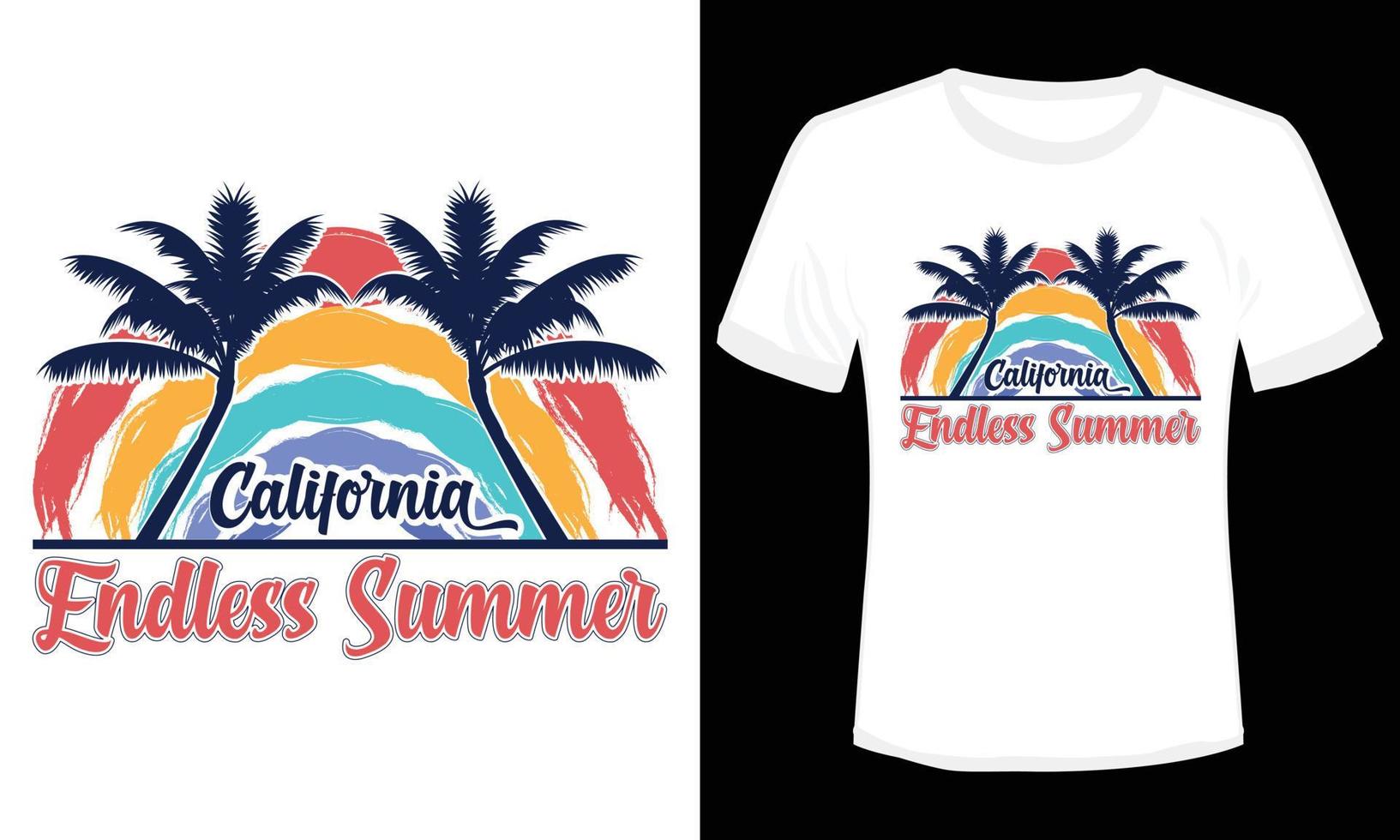 endloses Sommer-Kalifornien-T-Shirt-Design vektor