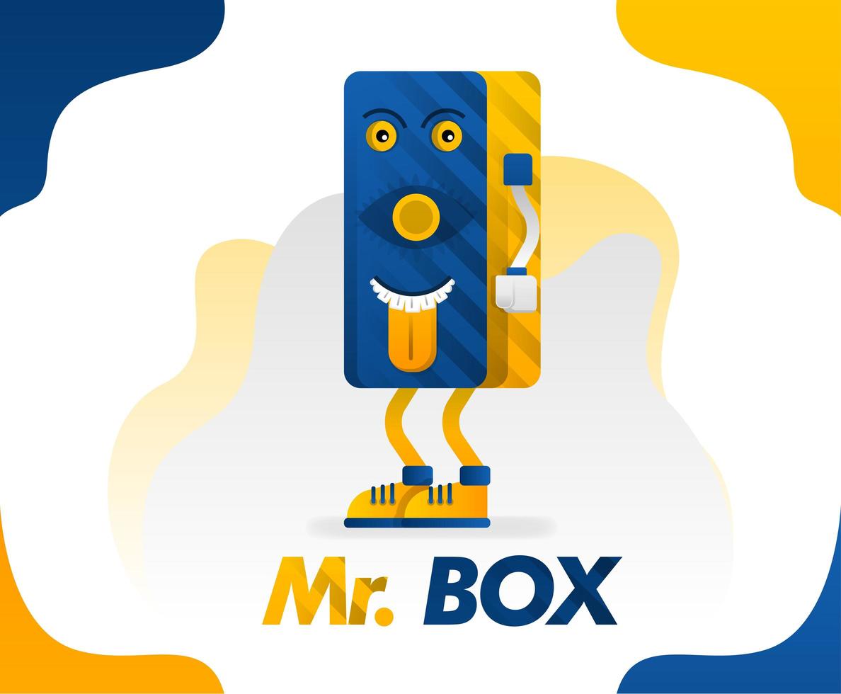 Herr Box, ein Box-Monster mit einer Zunge in einem einfachen Stil für Kinder herausstrecken, weil es lustig ist, Konzept Vektor-Illustration. kann für Tassen, Hemden, Tassen, Plakate, Kleidung, Schreibwaren, Schulartikel sein vektor