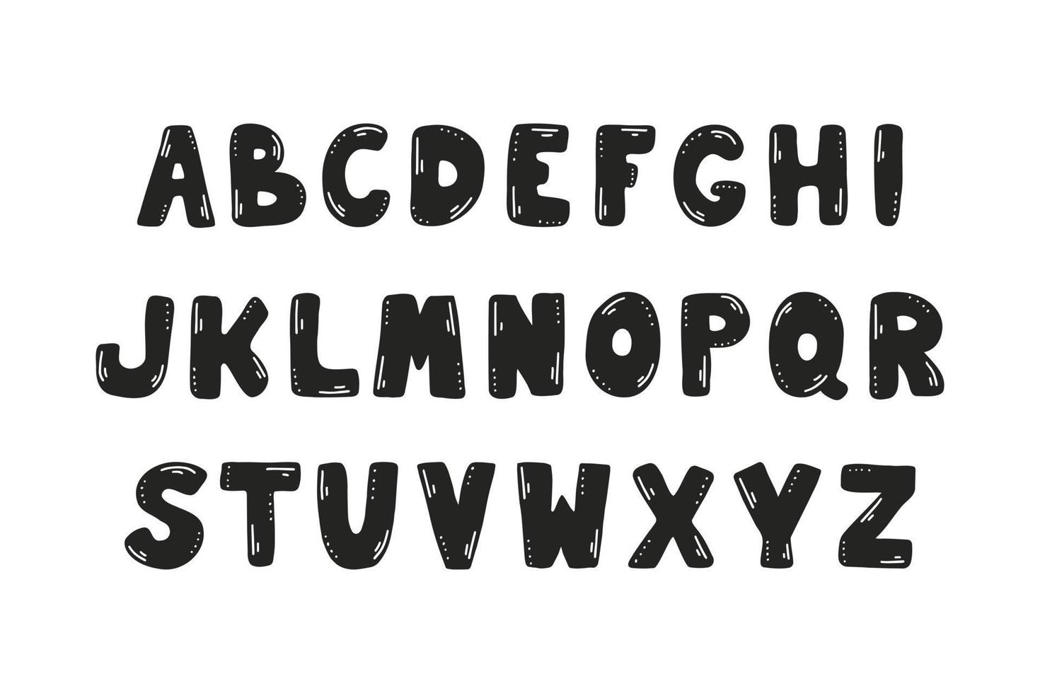 hand dragen alfabet stil. vektor illustration av latin brev i svart på vit bakgrund