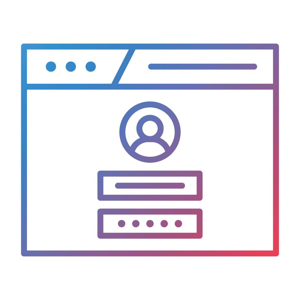 Symbol für den Gradienten der Browser-Anmeldelinie vektor
