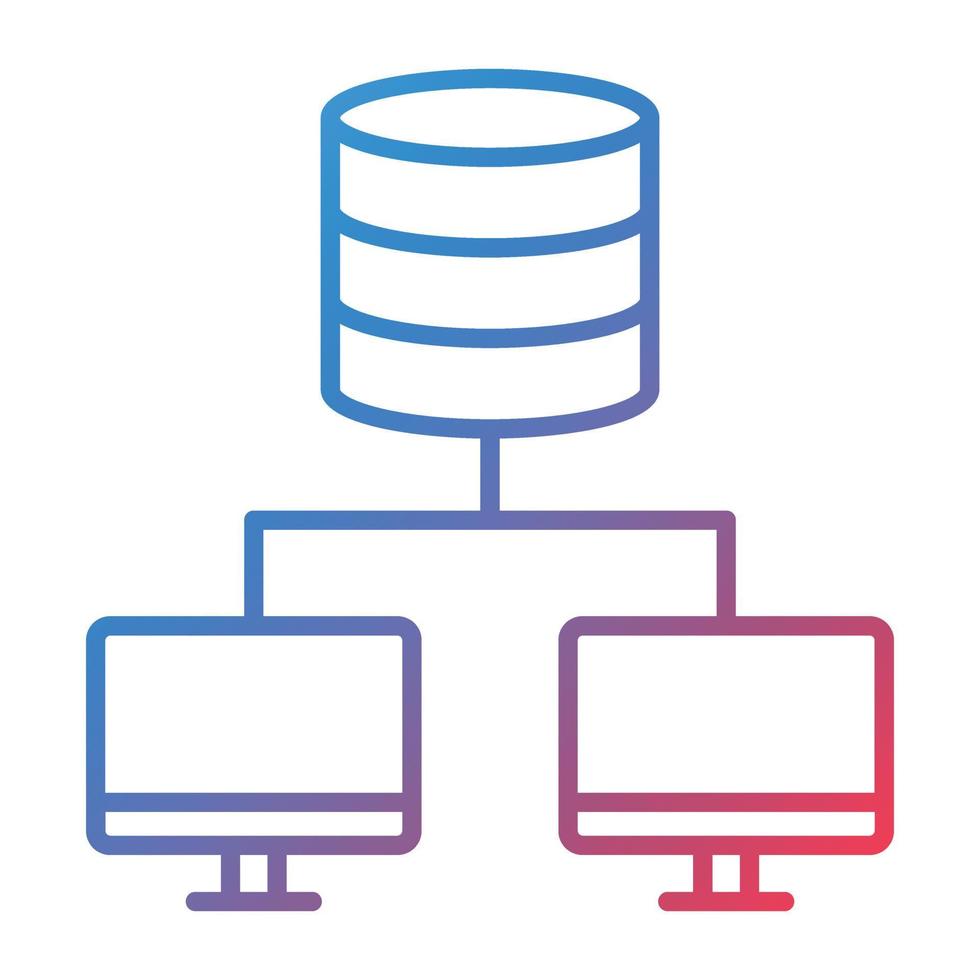 databas nätverk linje lutning ikon vektor