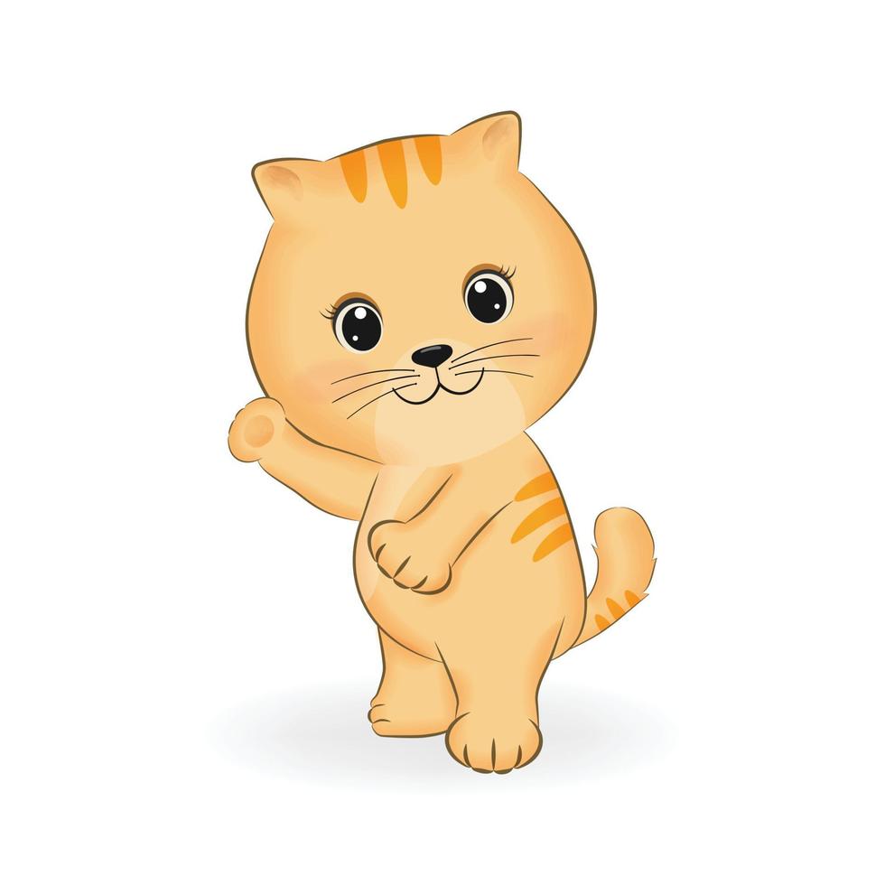 söt liten orange katt, djur- tecknad serie illustration vektor