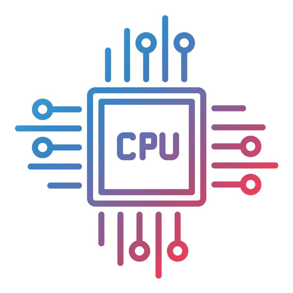 cpu processor linje lutning ikon vektor