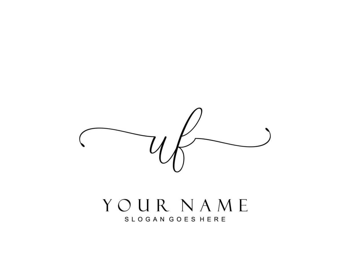 anfängliches uf-schönheitsmonogramm und elegantes logo-design, handschriftliches logo der ersten unterschrift, hochzeit, mode, blumen und botanik mit kreativer vorlage. vektor