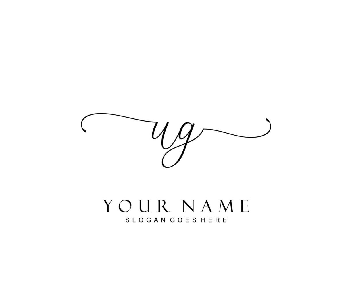 anfängliches ug-schönheitsmonogramm und elegantes logo-design, handschriftliches logo der ersten unterschrift, hochzeit, mode, blumen und botanik mit kreativer vorlage. vektor