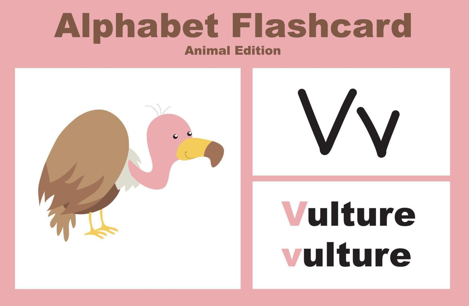 Vektor-Set-Alphabet-Flashcard mit Tierthema. pädagogisches druckbares arbeitsblatt. niedliches tierarbeitsblattthema. Vektorillustrationen. vektor