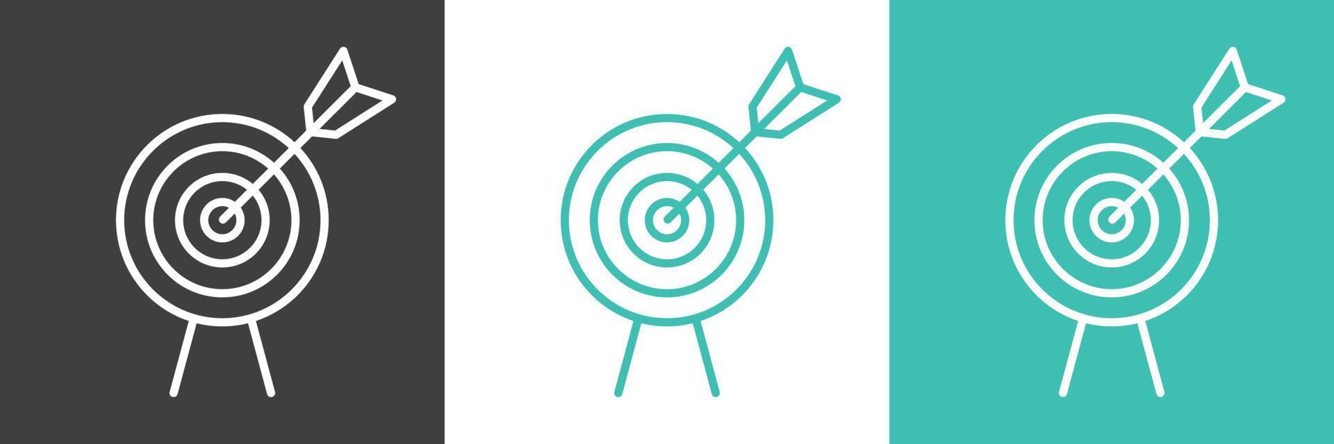 Target Dart Flat Line Strategie Genauigkeit Vektor Icon Set