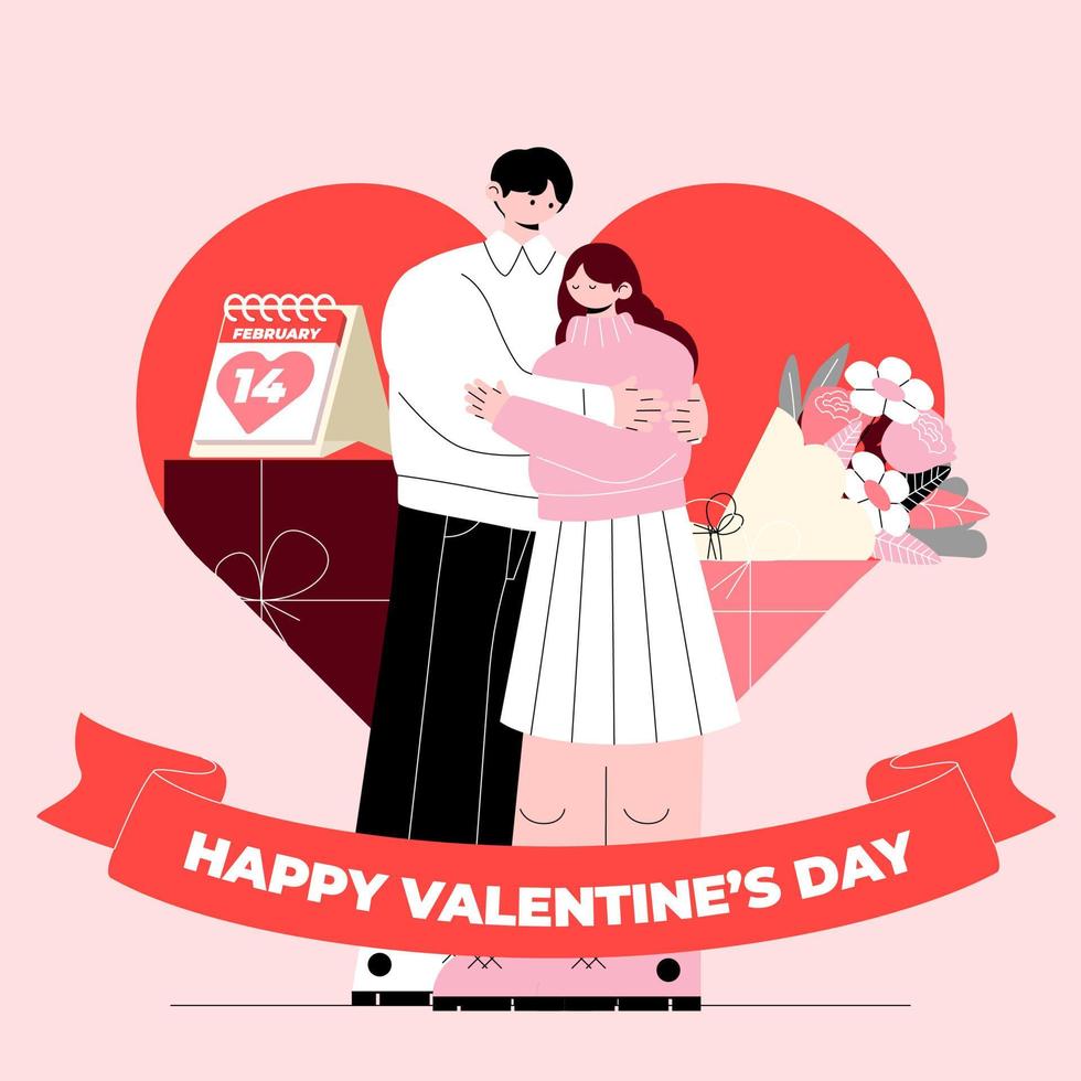 trendy vektor valentinstag illustration paar niedliche menschliche beziehungen lieben cartoon flache vektorillustration