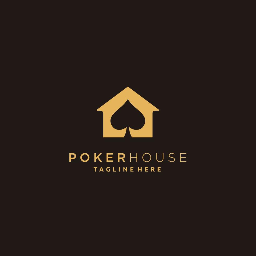 poker hus blackjack logotyp mall design vektor guld Färg