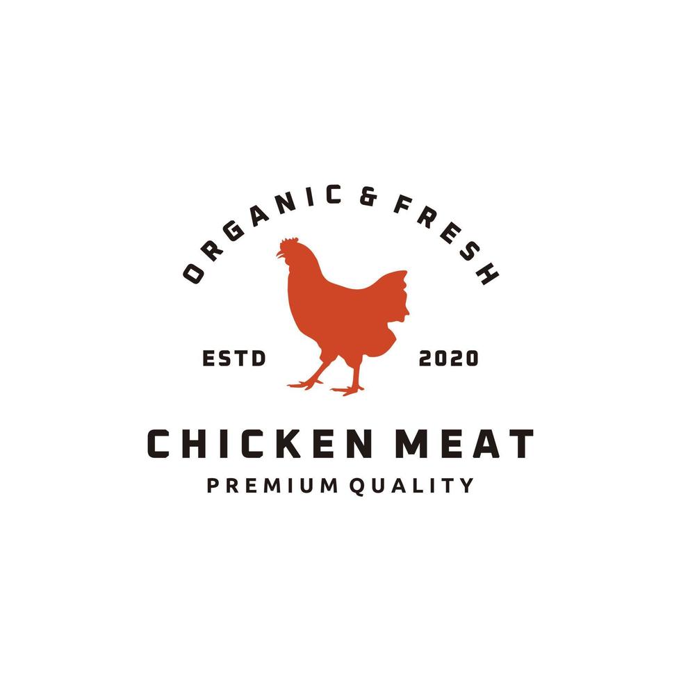 Premium-Hähnchenfleisch-Logo-Design mit isoliert auf weißem Hintergrund vektor