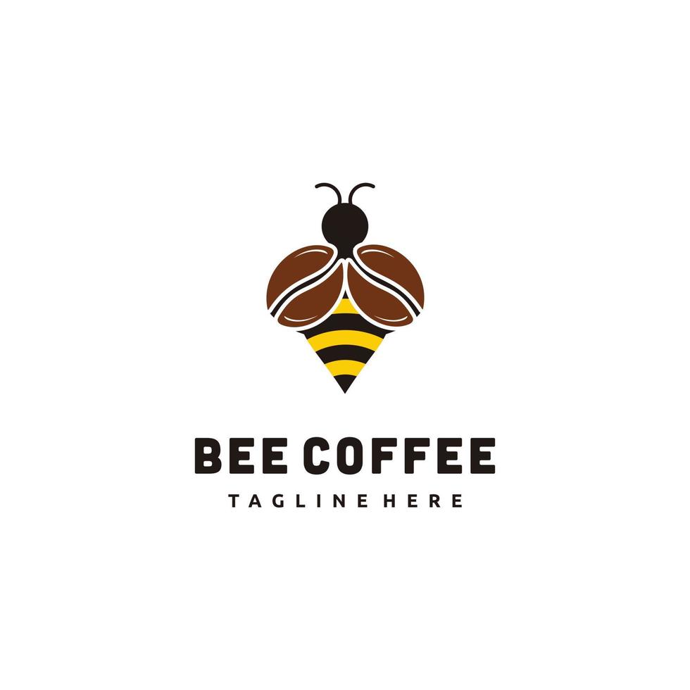 Kaffee- und Bienenkombinationslogodesign-Vektorillustration vektor