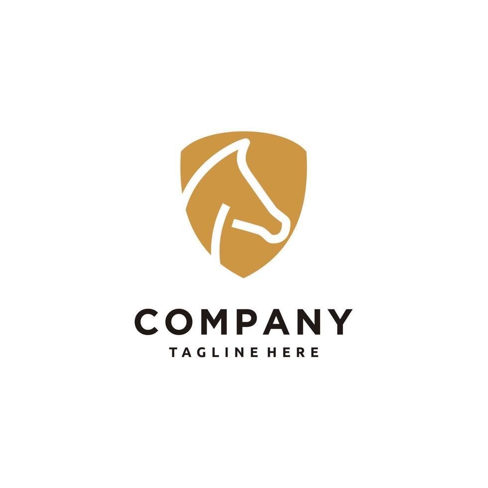 Schild Pferd minimalistisches Logo Design Gold königlicher Vektor