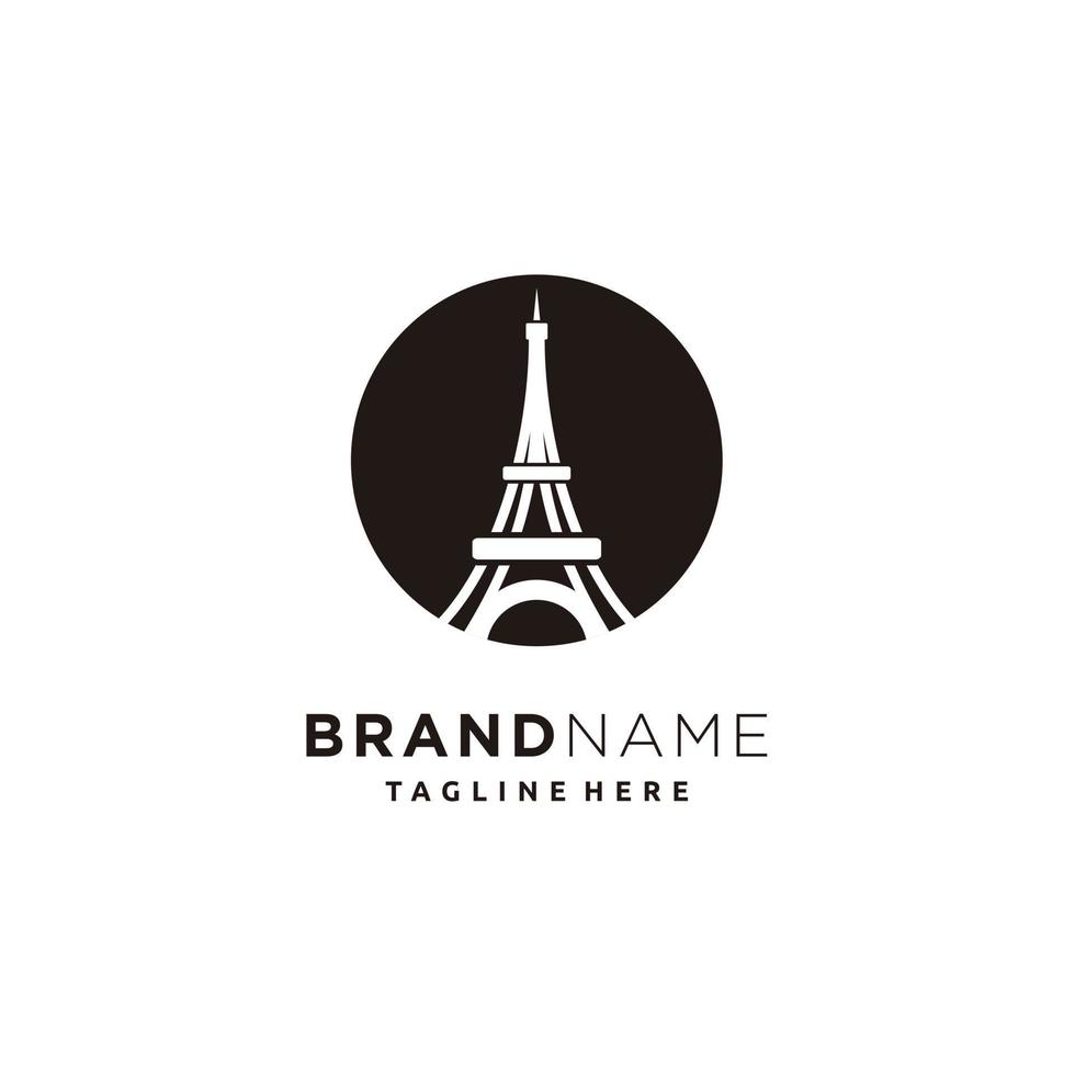 eiffel torn paris Frankrike svart silhuett logotyp design vektor illustration