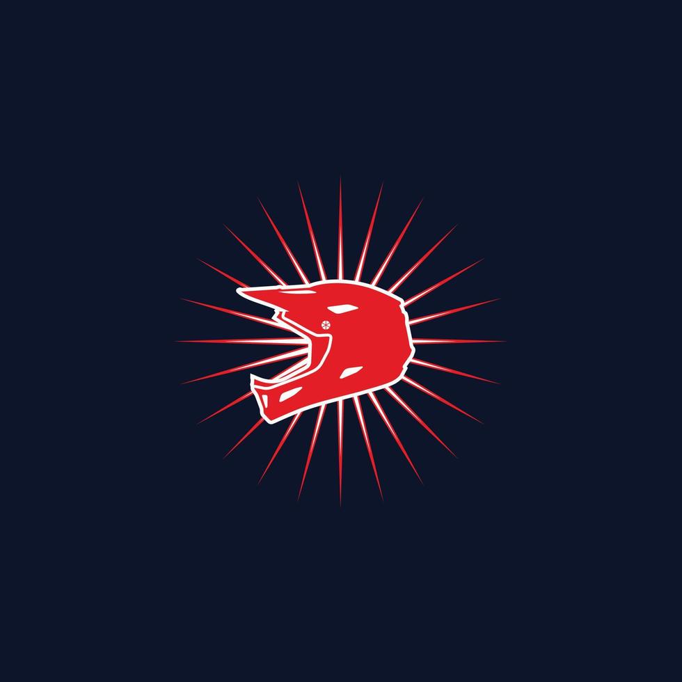 Motocross Helm Sunburst Logo Design Icon Vektor