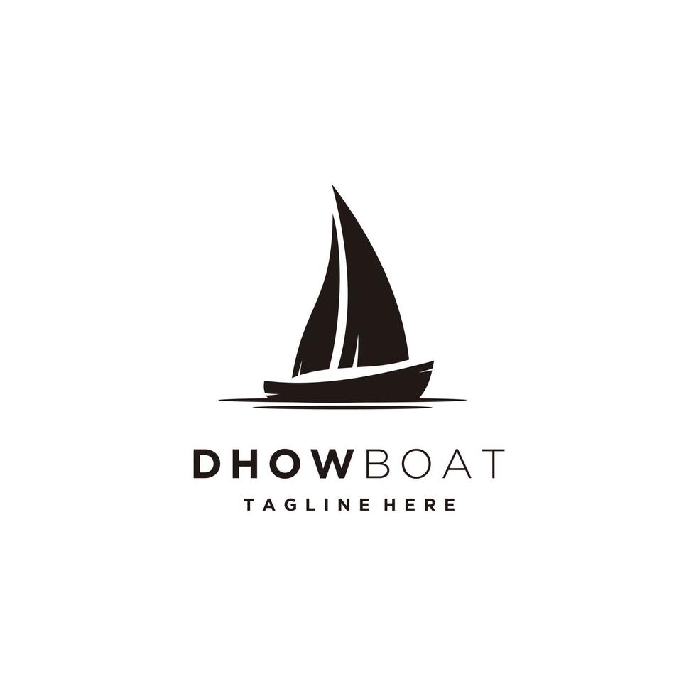 Inspirationsvektor für das Design des Dhow-Schiffssilhouetten-Logos. traditionelle segelbootillustration vektor