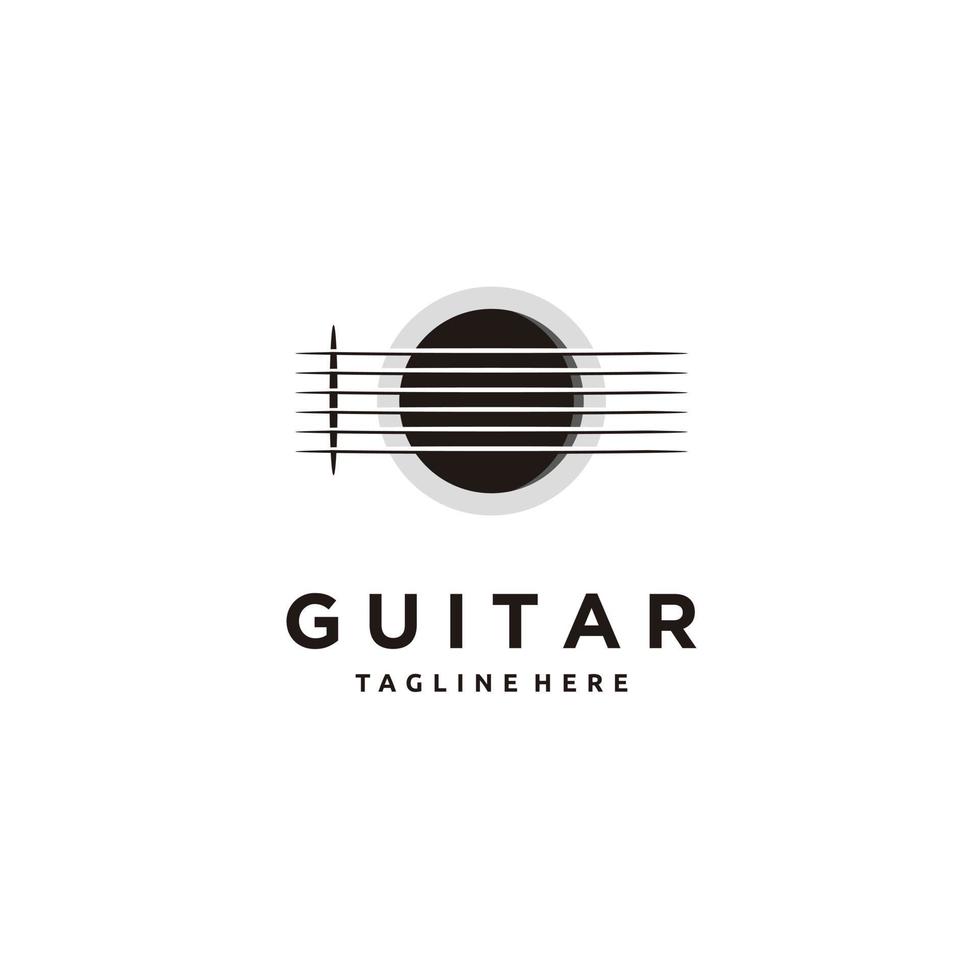 akustisk gitarr minimalistisk logotypdesign vektorgrafik vektor