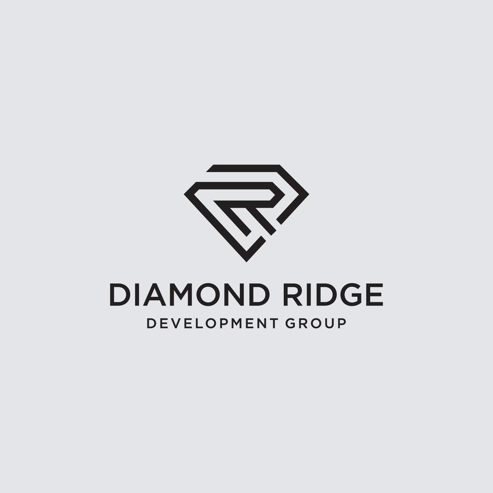 dr monogram logotyp med diamant form vektor