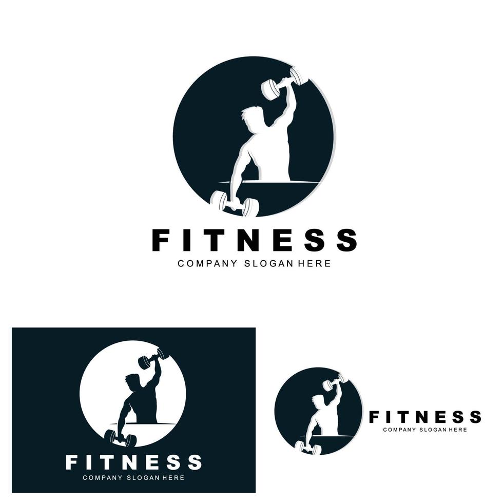 Fitness-Logo, Fitness-Logo-Vektor, Design geeignet für Fitness, Sportgeräte, Körpergesundheit, Produktmarken für Körperergänzungen vektor