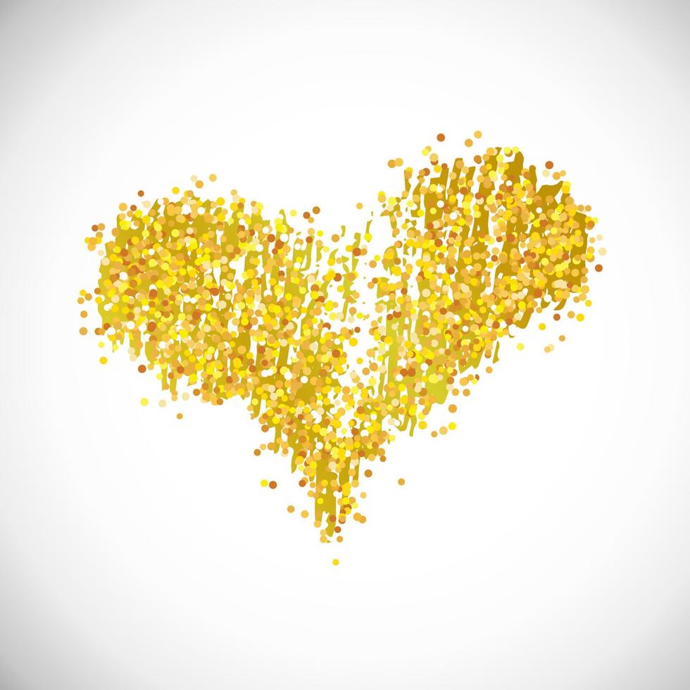 handgezeichnetes goldenes Glitzerherz. Symbol der Liebe. Vektor-Illustration vektor