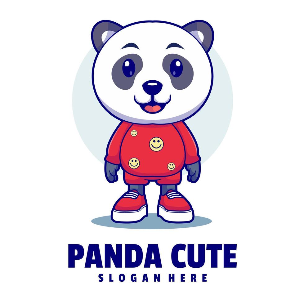 söt panda tecknad serie logotyp vektor