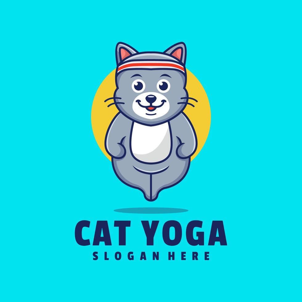 yoga katt logotyp mall vektor