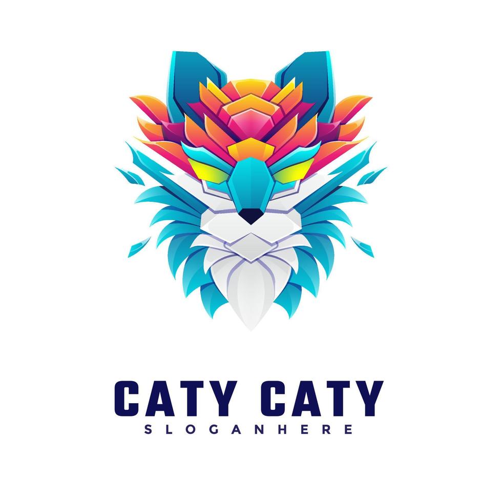 Logo-Vorlage mit buntem Katzenverlauf vektor