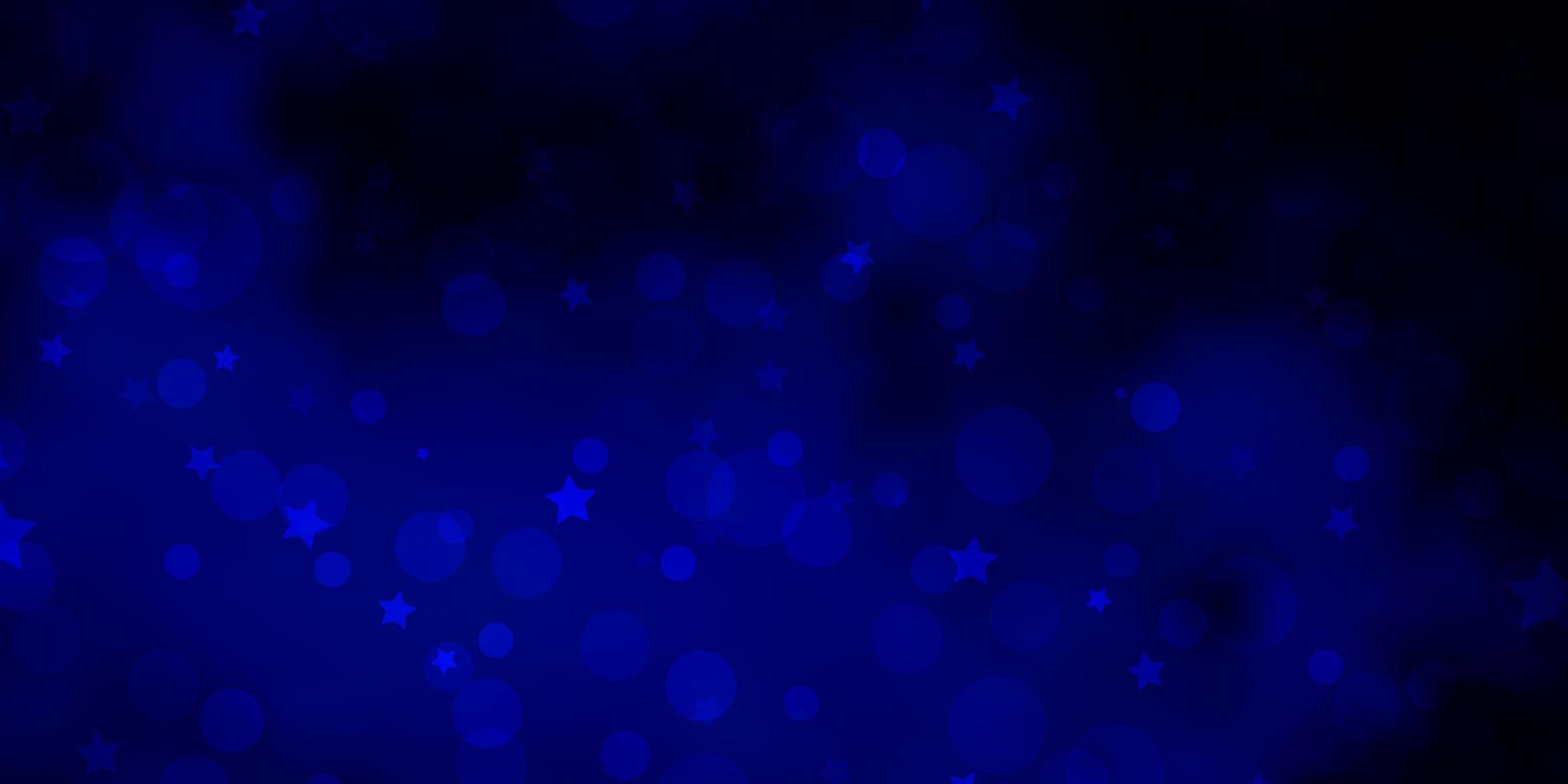 mörkblå vektorbakgrund med cirklar, stjärnor. vektor